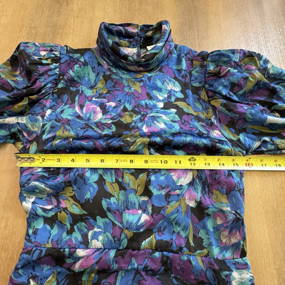Ronny Kobo Annika Long Sleeve Silk Mini Dress Medium Mock Neck Ruched - Picture 6 of 16
